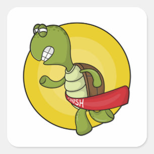 Sticker Carré Tortue en tant que coureur à Jogging