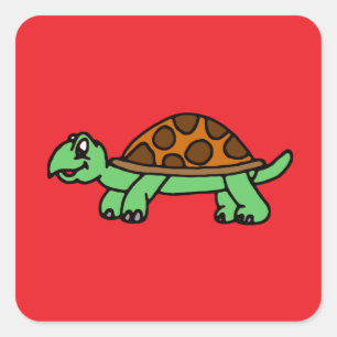 Sticker Carré Tortue marrante