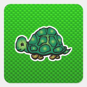 Sticker Carré Tortue verte