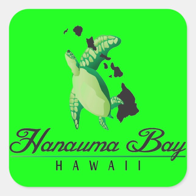 Sticker Carré Tortue verte d'Hawaii (Devant)