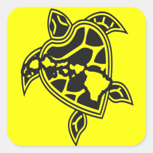 Sticker Carré Tortue verte d'Hawaii