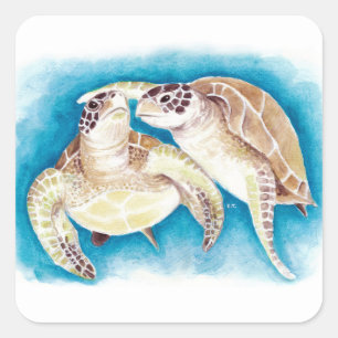 Sticker Carré Tortues marines