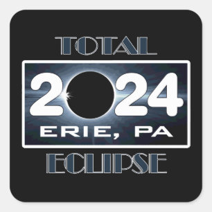 Sticker Carré Total Eclipse Erie PA 2024 Parcours de la totalité