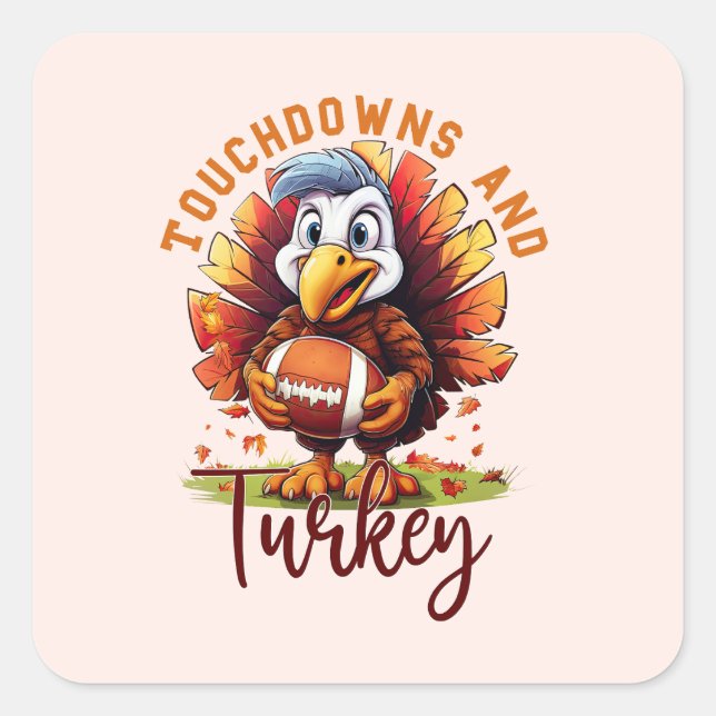 Sticker Carré Touchdown et Turquie Thanksgiving (Devant)