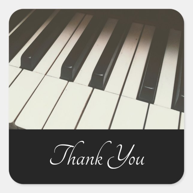 Sticker Carré Touches de piano - Merci photo stylish B&W (Devant)