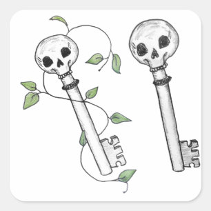 Sticker Carré Touches de squelette