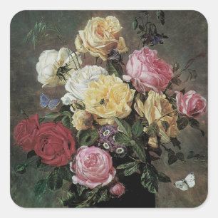 Sticker Carré Toujours la vie avec des fleurs dans Vase par Olaf