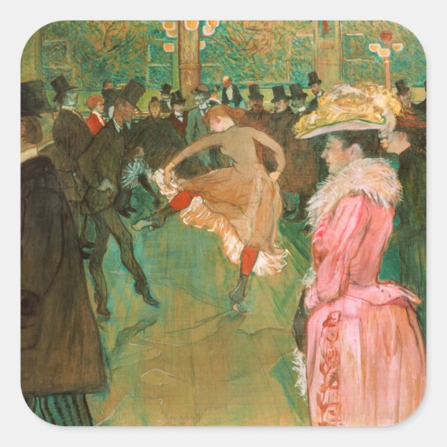 Sticker Carré Toulouse-Lautrec - Au Rouge, La Danse (Devant)