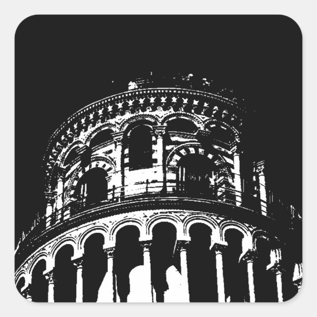 Sticker Carré Tour blanche noire de Pise Italie (Devant)