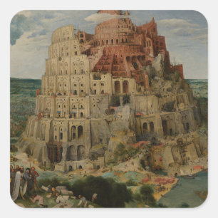 Sticker Carré Tour de Babel de Pierre Bruegel l'Ancien