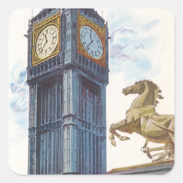 Sticker Carré Tour de l'horloge Big Ben au Palais de Westminster (Devant)
