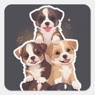 Sticker Carré Tour des marionnettes - Art animal de compagnie mi