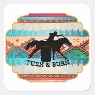 Sticker Carré Tourner et brûler Barrel Racing Citations Souris U