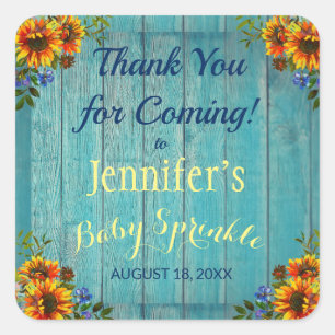 Sticker Carré Tournesol bleu rustique Baby Sprinkle Merci