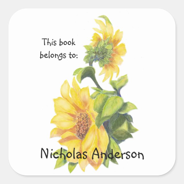 Sticker Carré Tournesol Jardin Flower art Nature Boite (Devant)