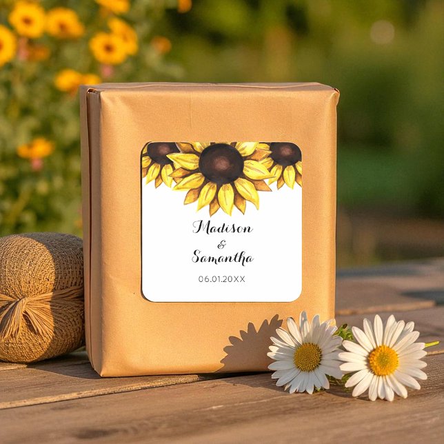Sticker Carré Tournesol mariage jaune (Créateur téléchargé)