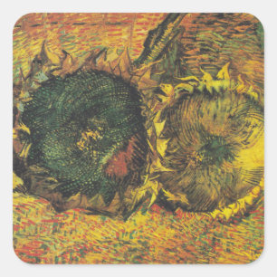Sticker Carré Tournesols de Van Gogh - Art floral doré vintage