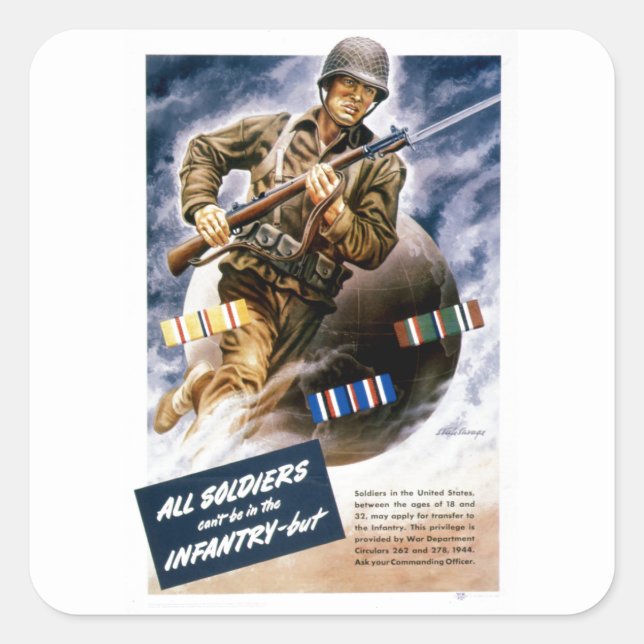 Sticker Carré Tous les soldats ne peuvent pas être dans l'infant (Devant)
