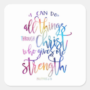 Sticker Carré Tous les Things Through Christ Bible Quota Typogra