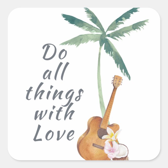Sticker Carré Tous les Things With Love Tropical (Devant)