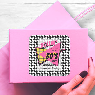 Sticker Carré TOUT âge 90s plaid houndstooth fête d'anniversaire