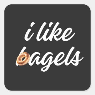 Sticker Carré Tout bagel amoureux est comme bagels minimaliste