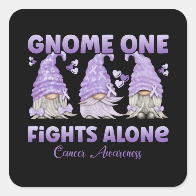 Sticker Carré Tout le cancer Lavender Ribbon Gnome (Devant)