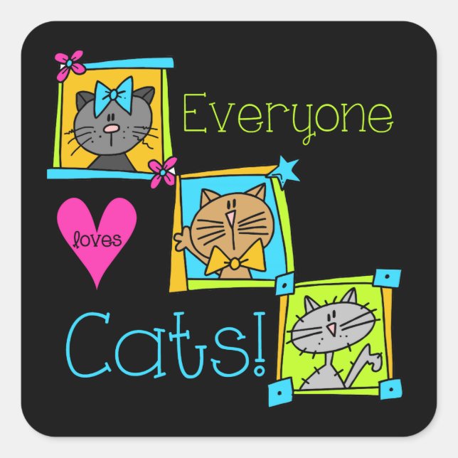Sticker Carré Tout le monde aime les chats (Devant)