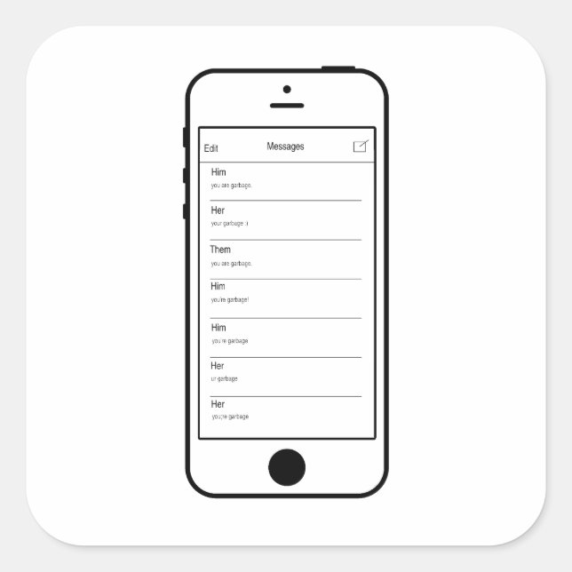 STICKER CARRÉ TOUT LE MONDE PENSE QUE VOUS ÊTES GARBAGE SMS STIC (Devant)