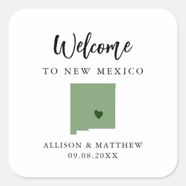 Sticker Carré Toute couleur Nouveau Mexique Mariage Welcome Sac  (Devant)