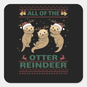 Sticker Carré Toute la Otter Reindeer Sweet noël Otter
