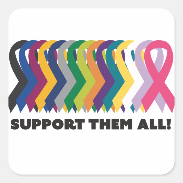 Sticker Carré Toute la sensibilisation au cancer (Devant)