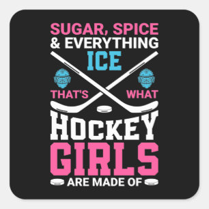 Sticker Carré Toutes les filles de hockey sur glace