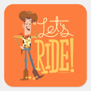 Sticker Carré Toy Story 4  Illustration de Woody "Ride"