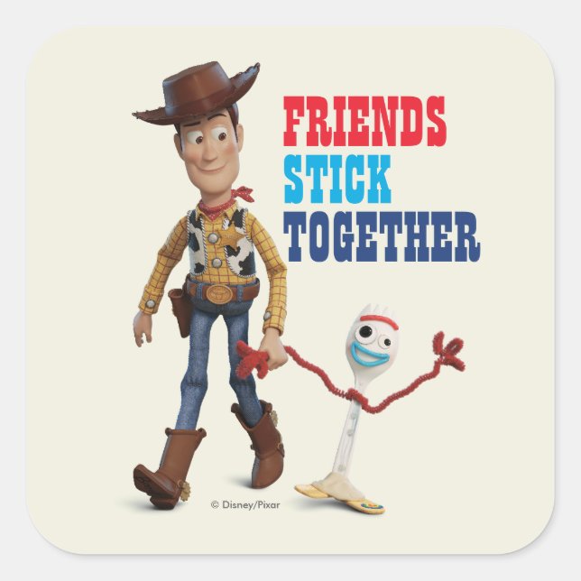 Sticker Carré Toy Story 4 | Woody & Forky Walking Together (Devant)