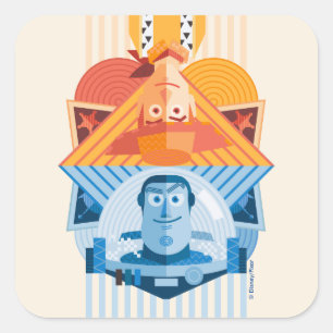 Sticker Carré Toy Story  Graphique réversible Woody & Buzz