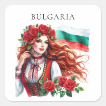 Tradition du drapeau bulgare Folklore Femme Roses 