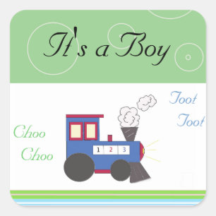 Sticker Carré Train Choo Choo Bébé Garçon