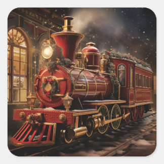 Sticker Carré Train de Noël