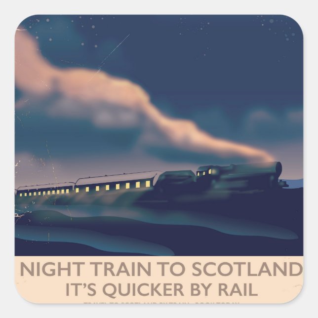 Sticker Carré Train de nuit pour l'Écosse (Devant)