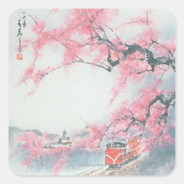 Sticker Carré Train étroit à Mt. Ali (Devant)