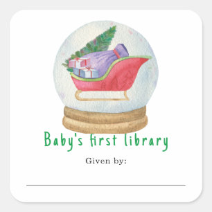 Sticker Carré Traîneau du Père Noël - Première bibliothèque de b