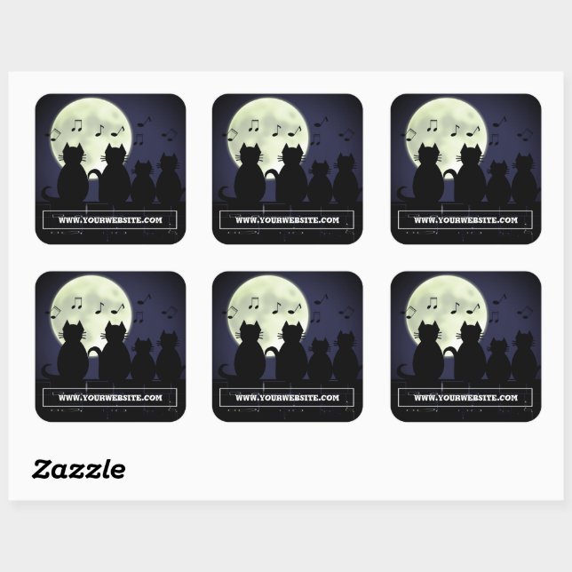 Sticker Carré traiteur, Chats au clair de lune. (Feuille)