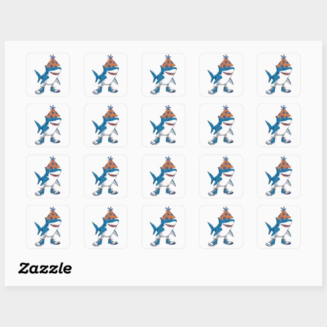 Sticker Carré Tralalero Tralala Anniversaire Cartoon Requin (Feuille)