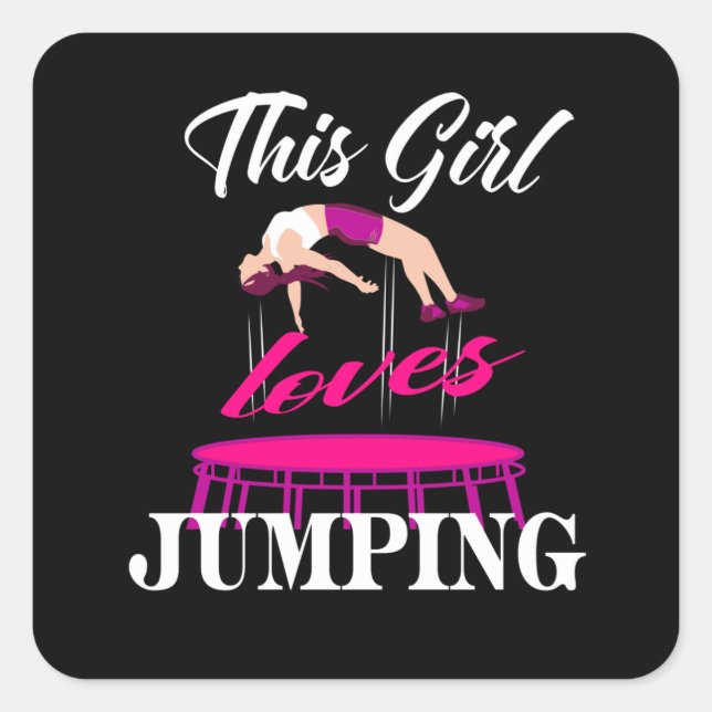 Sticker Carré Trampolines Idée cadeau Femmes Jumping Fitness (Devant)