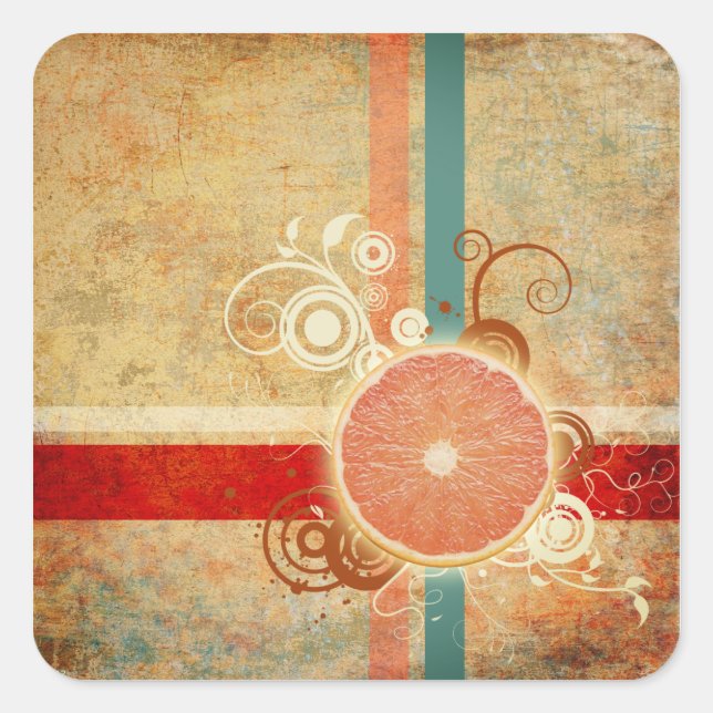 Sticker Carré Tranche Abstraite de Citrus (Devant)