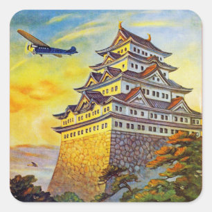Sticker Carré Transport aérien japonais par Pagoda