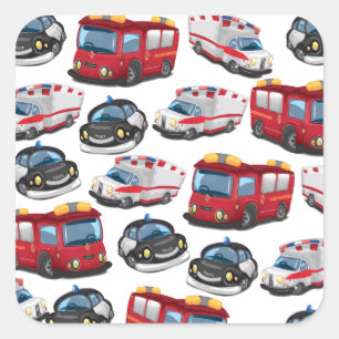 Sticker Carré Transport de la police, des ambulances et des pomp