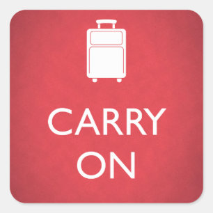 Sticker Carré TRANSPORTER - Bagages - Rouge drôle