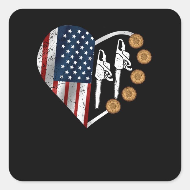 Sticker Carré Travail du bois Hommes Lumberjack Cadeaux Arborist (Devant)